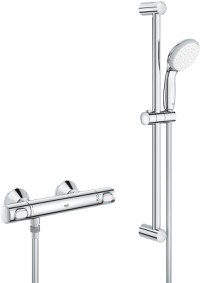 Baterie dus termostatata Grohe Precision Flow cu set de dus cu bara 620mm crom - 1