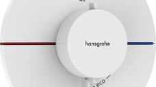 Baterie dus termostatata Hansgrohe ShowerSelect Comfort S cu montaj incastrat necesita corp ingropat alb mat