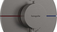 Baterie dus termostatata Hansgrohe ShowerSelect Comfort S cu montaj incastrat necesita corp ingropat negru periat