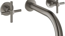 Baterie lavoar Grohe Atrio din 3 elemente 180mm de perete manere cruce necesita corp ingropat brushed hard graphite