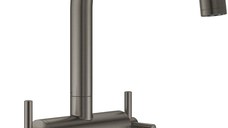 Baterie lavoar Grohe Atrio L cu dubla comanda manere in cruce brushed hard graphite