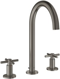 Baterie lavoar Grohe Atrio M din 3 elemente ventil pop-up manere cruce brushed hard graphite - 1