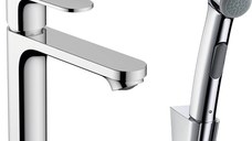 Baterie lavoar Hansgrohe Rebris S 110 EcoSmart cu dus tip bideu pentru igiena intima fara ventil crom