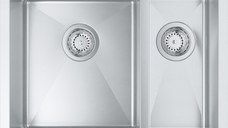 Chiuveta bucatarie Grohe K700U 60 -S cu doua cuve inegale 595x450mm montare sub blat inox