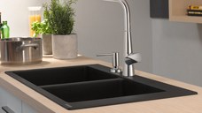 Chiuveta bucatarie Hansgrohe S510-F770 SilicaTec 370/370 cu 2 cuve 51x88x19cm stone grey