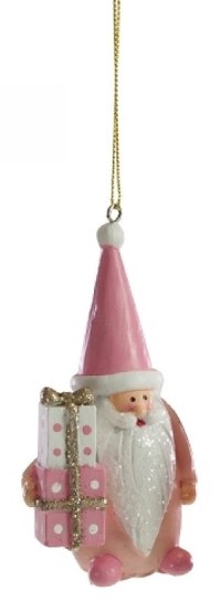 Decoratiune brad Deko Senso Santa Gift roz - 1