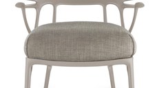 Fotoliu Kartell A.I. Lounge design Philippe Starck cadru gri perna Panamino Basic Grey