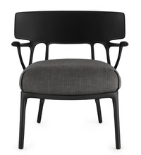 Fotoliu Kartell A.I. Lounge design Philippe Starck cadru negru perna Panamino Basic Gri Charcoal - 1