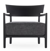 Fotoliu Kartell Cara Mat design Philippe Starck & Sergio Schito cadru negru perna Solid Charcoal - 1