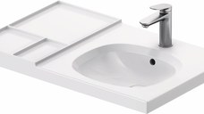 Lavoar Duravit Aurena 80x50cm HygieneGlaze Plus montare pe mobilier orientare dreapta ventil ceramic inclus alb