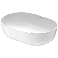 Lavoar tip bol Duravit Luv 50x35cm fara orificiu baterie fara preaplin montare pe blat WonderGliss include capac ceramic alb - 1