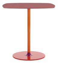 Masa Kartell Thierry Bistrot design Piero Lissoni 70x70x72cm baza metal blat sticla bordeaux - 1