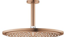 Palarie de dus Grohe RainShower Cosmopolitan 310 si brat de dus 142mm de tavan brushed warm sunset