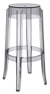 Scaun bar Kartell Charles Ghost 2005 design Philippe Starck h75cm gri transparent - 1