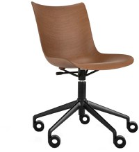 Scaun birou Kartell P/Wood design Philippe Stark baza negru Dark Wood - 1