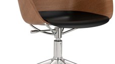 Scaun birou Kartell Q/Wood design Philippe Stark baza crom Dark Wood