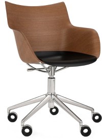 Scaun birou Kartell Q/Wood design Philippe Stark baza crom Dark Wood - 1