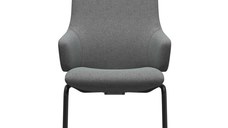 Scaun cu brate Stressless Chilli v2 L D400 cu spatar inalt baza negru mat tapiterie textil Calido Light Grey