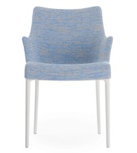 Scaun Kartell Eleganza Nia design Philippe Starck cadru alb tapiterie Melange Light Blue - 1