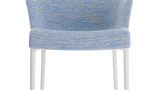 Scaun Kartell Eleganza Nia design Philippe Starck cadru alb tapiterie Melange Light Blue