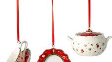 Set 3 decoratiuni brad Villeroy & Boch Toy\'s Delight Decoration Serving alb-rosu