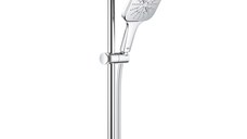 Set de dus Grohe Rainshower SmartActive 130 Cube cu para de dus 3 jeturi furtun 175cm si bara 60cm savoniera crom