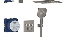 Sistem de dus incastrat Grohe Grohtherm SmartControl Rainshower SmartActive 310 Cube brushed hard graphite