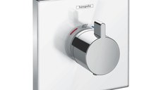 Termostat Hansgrohe ShowerSelect Glass HighFlow cu o functie montaj incastrat necesita corp ingropat alb-crom