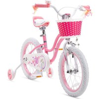 Bicicleta copii 3-5 ani Royal Baby Star Girl, roti 14inch, frana C-Brake fata, torpedo spate, cauciucuri late tip MTB, roti ajutatoare, Roz - 1