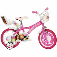 Bicicleta copii DINO BIKES Barbie, roti 14'', cosulet, roti ajutatoare (Roz) - 1