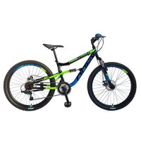 Bicicleta Mtb Polar Flash Full Suspension, 26 inch, Negru-Albastru-Verde - 1