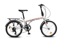 Bicicleta Pliabila Velors Polo V2053A, Shimano Revoshift 21 Viteze, Roti 20 Inch, Frane V-Brake (Alb/Rosu) - 1