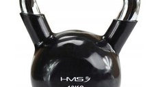 Greutate Kettlebell, Hms, Fonta/PVC, 12kg, Negru/Argintiu