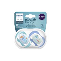 Avent SCF 080/03 Suzete ultra air design text, baieti, 6-18 luni, 2 bucati - 1