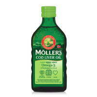 Cod liver oil Omega-3, aroma de mere verzi, 250 ml, Moller's - 1