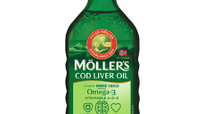 Cod liver oil Omega-3, aroma de mere verzi, 250 ml, Moller's