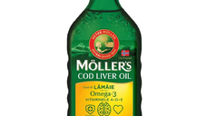 Cod liver oil Omega 3 cu aroma de lamaie, 250ml, Moller's