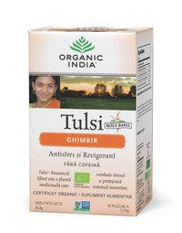 ORGANIC INDIA Ceai Tulsi (Busuioc Sfant) Ghimbir | Antistres Natural si Revigorant - 1