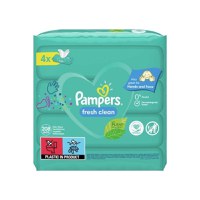 Pampers Servetele umede Fresh Clean, 4 pachete x 52, 208 bucati - 1