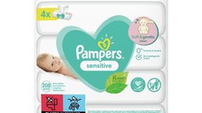 Pampers Servetele umede Sensitive, 4 pachete x 52, 208 bucati