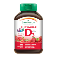 Vitamina D3 400UI kids cu aroma de capsuni, 100 tablete masticabile, Jamieson - 1