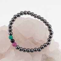 Bratara pe elastic hematit si mix agate 6mm - 1