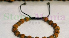 Bratara rudraksha 6mm si pirita fatetata 4mm