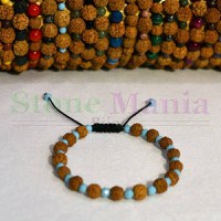 Bratara rudraksha 6mm si turcoaz fatetat 4mm - 1