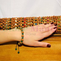 Bratara rudraksha 8mm si agat verde fatetat 6mm - 2