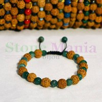 Bratara rudraksha 8mm si agat verde fatetat 6mm - 1