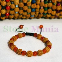 Bratara rudraksha 8mm si carneol fatetat 6mm - 1