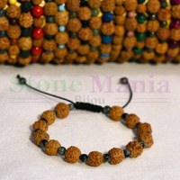 Bratara rudraksha 8mm si obsidian 4mm - 1