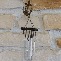 Clopotei de vant din metal cu 6 tuburi si ancora - 60cm - 1