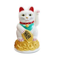 Pisica norocoasa maneki neko alba 11cm - 3